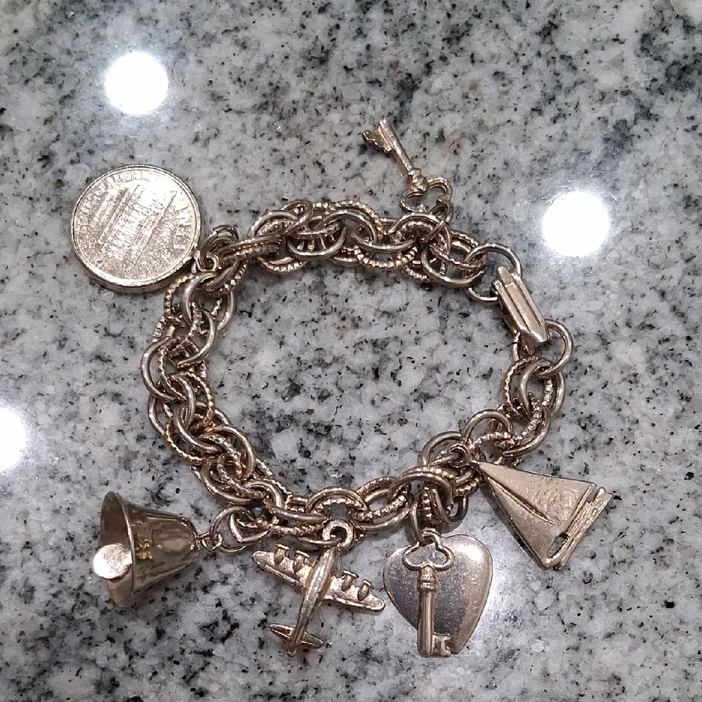 Vintage Charm Bracelet with Various Charms - Picture 1 of 5